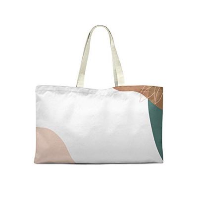 Bonamaison Printed Tote Bag, Reusable Grocery Bag, Shopping Bag, Machine Washable, Foldable, Canvas Cloth Bag with Handles, 50x40 Cm