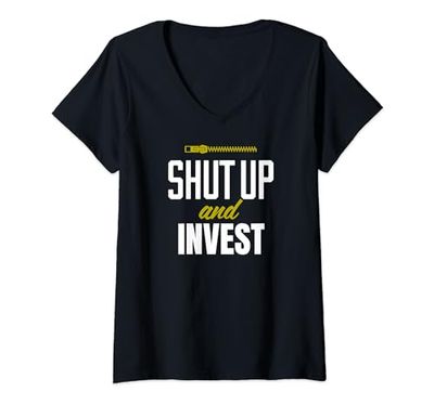 Mujer Funny Investing Investor Shut Up and Invest Camiseta Cuello V