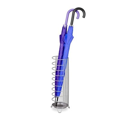 Relaxdays Metal Umbrella Stand Portaombrelli in Acciaio, Contenitore per Bastoni e Ombrelli, H x D: 44 x 16 cm, Design Moderno, Argentato