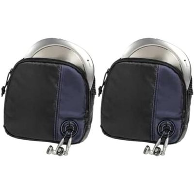 Hama Etui pour Lecteur et CD (pour Lecteur CD, pour Discman, 3 CD, avec Sortie de câble et Boucle de Ceinture) Noir/Bleu (Lot de 2)