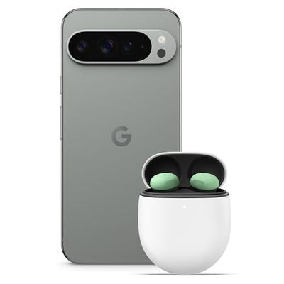 Google Pixel 9 Pro XL - Smartphone Android Desbloqueado con Gemini, Sistema de cámara Trasera Triple, batería con una autonomía de Super Actua de 6,8" - Verde liquen, 128GB + Buds Pro 2