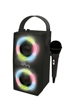 Lexibook - iParty - Enceinte Portable Bluetooth Lumineuse avec Micro, karaoké, Effets Lumineux, sans-Fil, USB, Carte SD, Batterie Rechargeable, Noir, BTP180BKZ