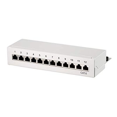 LogiLink Professional Field Patch Panels, Table/Wall/Desktop, STP (Shielded) light grey 12-Port
