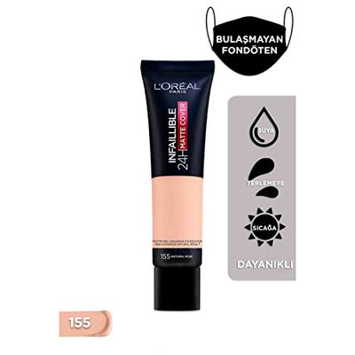 L'Oreal Paris Infallible 24H Matte Cover Foundation 155, rosa naturale, 30 ml