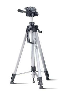 CULLMANN - 52128 - Tripé alfa 2800 (altura da extensão 184,5 cm, com cabeça de 3 vias, carga máxima 2,5 kg, tamanho do paqeute 70 cm, peso 1334 g), prata