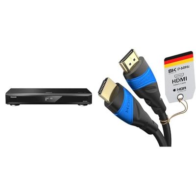 Panasonic DMR-UBC90EGK Ultra HD Blu-ray recorder (2TB HDD, 4K Blu-ray Disc, UHD TV kabelontvangst, 3 x DVB-C/DVB-T2 HD-tuner) & KabelDirekt – HDMI Kabel 8K/4K – 2 m – zwart)