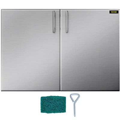 BuoQua Portes de cuisine d'extérieur 91,4 x 58,4 cm à double paroi pour barbecue, en acier inoxydable, parfait pour la cuisine en plein air ou pour barbecue