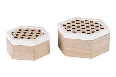 Adda Home Set di 2 scatole decorative, serigrafia/MDF, 18 x 15 x 8 / 15 x 13 x 7 cm