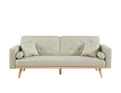 BAÏTA Canapé Droit Kelly 3 Places Convertible en Tissu Beige