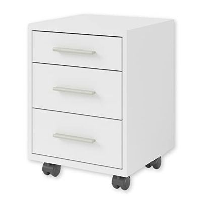 OFFICE LINE Rolcontainer bureau in wit - mobiele kantoorkast met laden - modern kantoormeubel complete set - 40 x 56 x 40 cm (B/H/D)