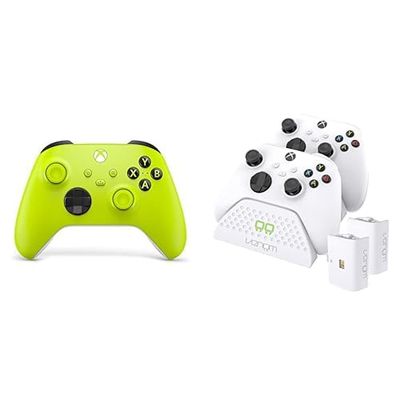 Xbox Wireless Controller Electric Volt+Venom Twin Charging Dock with 2 x Rechargeable Battery Packs - White Series X & S/One