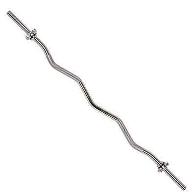 Sunny Health & Fitness STCB-47 - Barra rizadora cromada roscada de 47 pulgadas con anillos