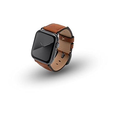 JT Berlin Charlie armband voor Apple Watch 49 mm / 45 mm / 44 mm / 42 mm leren armband [Watch Ultra, Watch SE, Series 8/7/6/5/4/3/2/1, aluminium sluiting] bruin/grijs