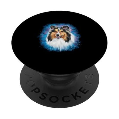 Sheltie perro con fuertes colores de agua PopSockets PopGrip Adhesivo
