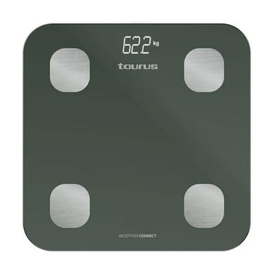 Taurus Inception Connect - Bilancia pesapersone impedenziometrica, bluetooth, app Taurus Connect, misurazioni multiple:% grasso corporeo,% massa muscolare,% massa ossea, memoria 14 utenti