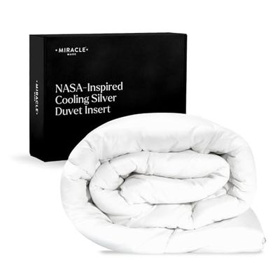 Miracle Made® Edredón Transpirable Que Regula la Temperatura, Blanco, tamaño King/Cali King, 3 Zonas de Temperatura, Resistente al Pelo de Mascotas, hipoalergénico, con infusión Plateada, Compatible