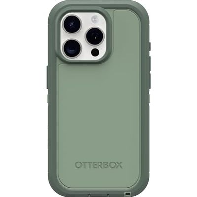 OtterBox Defender Series XT Coque pour iPhone 15 Pro (Uniquement) – Emerald Island (Vert), sans écran, Robuste, se clipse sur MagSafe, Attache Cordon