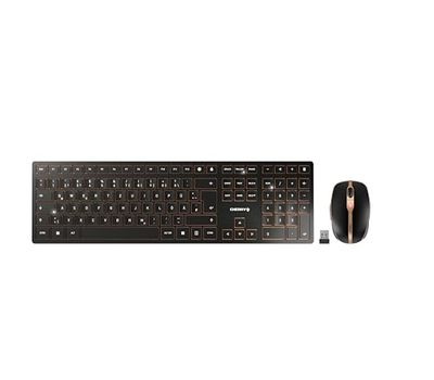 CHERRY DW 9100 SLIM, Wireless Desktop Set, German Layout (QWERTZ), Bluetooth & 2.4 GHz RF, Quiet Keys, Rechargeable, Bronze/Black