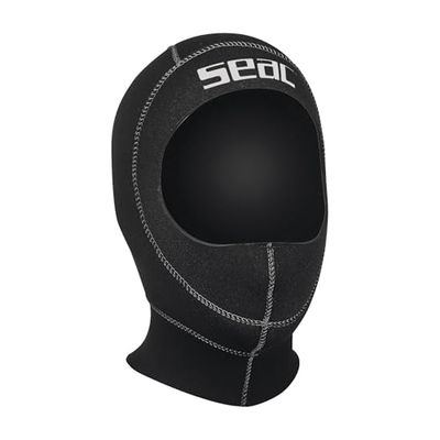 SEAC 73504/L Wetsuit Capuchon Standard Voor Dames en Heren 3mm Hoogwaardig Neopreen, Zwart, Groot
