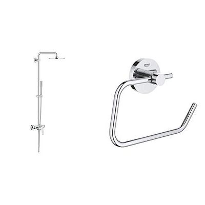 Grohe 23 058 003 Sistema de Ducha con Monomando, Cromo (Chrome), 210 mm + Grohe - Portarrollos de Baño, acabado cromado (Ref. 40689001)