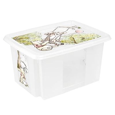 keeeper Nalle Puh Förvaringslåda med lock, Stapelbar, För barn, 15 l, Karolina, Natural Transparent