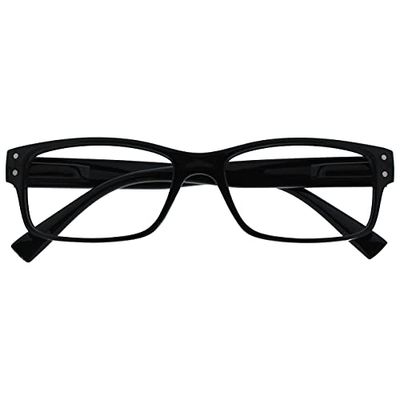 The Reading Glasses Company Mens Black Large Designer Style Readers Spring Hinges R11-1 +2.00