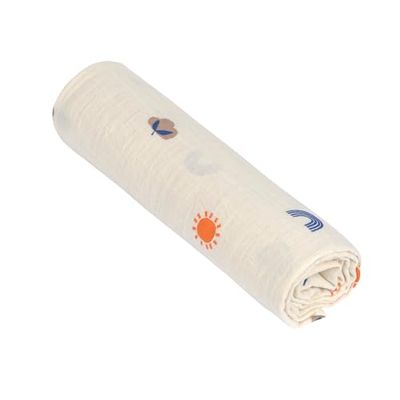 LÄSSIG Bébé Couverture de puériculture Drap de puériculture Lot de 2 en coton 120 x 120 cm/ Swaddle & Burp Blanket XL Blossom nature
