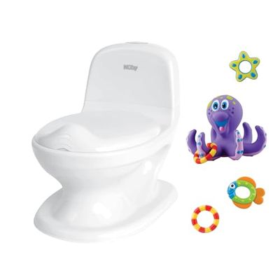 Nûby - My Real Potty - Nocnik z realistycznym dźwiękiem odpływu i zabawką ośmiornicą do kąpieli - pakiet promocyjny
