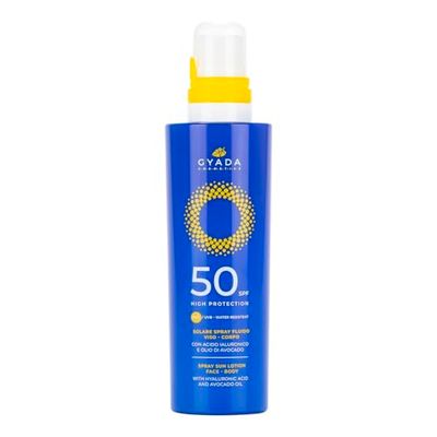 GYADA COSMETICS, Solar Spray facial cuerpo SPF50 protección alta, nutritiva y protectora, crema solar facial de absorción rápida, resistente al agua, no se oxida ni aplícica, 200 ml