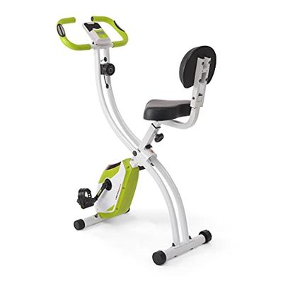 Ultrasport F-Bike 200B, vélo d'entraînement, pour appartement pliable, avec dossier, ordinateur LCD, poids maximum 110 kg, mesure fréquence Cardiaque, 8 niveaux résistance,Vert/Blanc