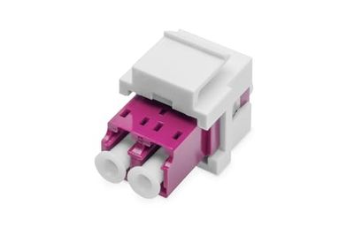 DIGITUS fiberoptisk keystone-modul - LC/LC duplex - multimod glasfiber - OM4 - keramisk hylsa - för patchpaneler eller kopplingsdosor - violett/vit