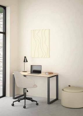 Dmora Muriel Desk, Multipurpose Writing Desk, Office Table for PC Holder, Worktop, 120 x 60 x H 76 cm, Oak and Grey