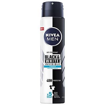 NIVEA MEN Black & White 48H Invisible Fresh Antitraspirante Spray per uomo 250 ml