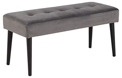 AC Design Furniture Gloria Bank, zitbank met grijze fluwelen bekleding en zwarte metalen poten, gestoffeerde bank in moderne stijl, eetkamermeubels, gangmeubels, L: 95 x H: 45 x B: 38 cm