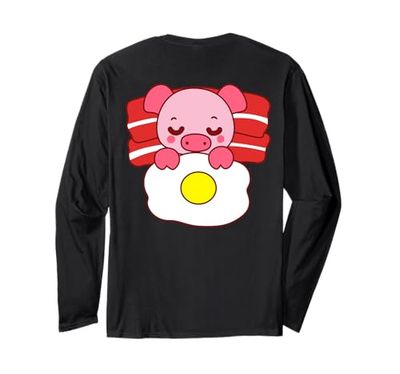 Simpatico maialino che dorme su pancetta cuscino e coperta a forma di uovo sul retro Maglia a Manica