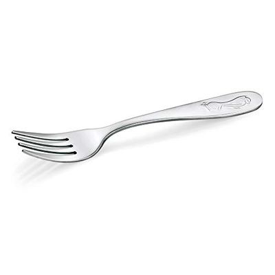 WAS 522 000 Marie Couverts pour enfant en acier nickelé poli brillant Motif pingouin Longueur 14,5 cm Hauteur 3 cm