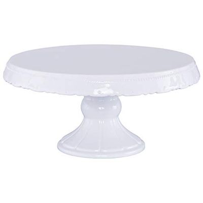 Birkman Expositor de bolos com design retro, cerâmica, branco, 15 cm