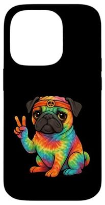 Funny Hippie Pug Dog Case for iPhone 14 Pro