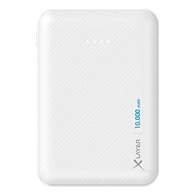 XLayer Powerbank Micro Carbon White Batterie supplémentaire 10000 mAh Chargeur Externe pour iPhone, iPad, Samsung, Huawei, Xiaomi, AirPods, Charge Rapide, Appareil Portable