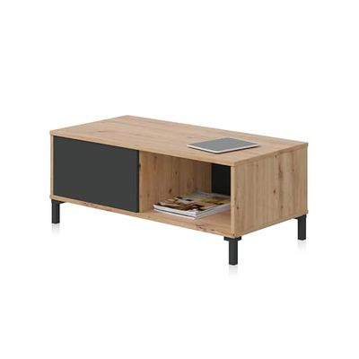 duehome | Mesa de Centro con 2 Huecos, Mesa Auxiliar, Modelo Lea, Acabado en Roble Nodi y Gris Antracita, Medidas: 100 cm (Largo) x 50 cm (Ancho) x 40 cm (Alto)