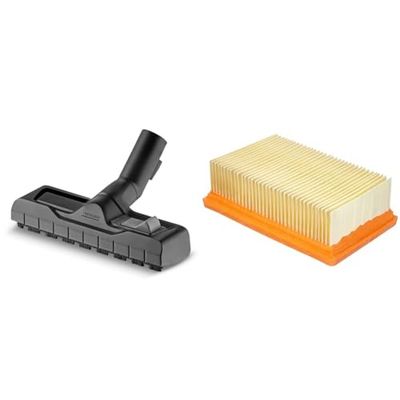 Kärcher Suceur combiné Ø 35 mm accessoire pour les aspirateurs multifonctions eau et poussières & Filtre Nouveau Système Plat Plissé Pour MV4, MV5, MV6, 200 x 125 x 60 mm