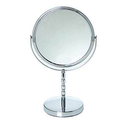 DRW Miroir de Salle de Bain sur Pied chromé Brillant avec 10 grossissements et Deux Faces Ø18 x 12 x 31 cm