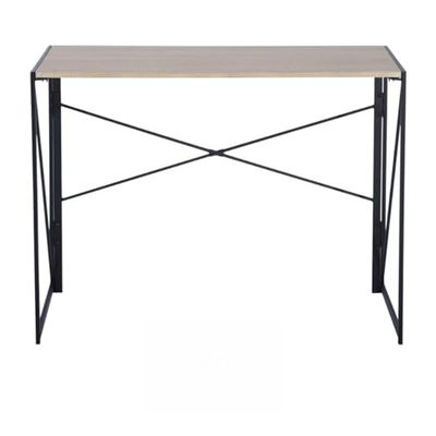 FurnitureR Computer Workstations, Small Space Plegable Desk, MDF y Metal Frame, Portable Laptop Desk for Home Office, Writing Table for Living Room, Bedroom, Dormitory, 100 x 50 x 75,5 cm, Roble