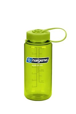 Nalgene Sustain Tritan BPA-fri vattenflaska tillverkad med material som härrör från 50 % plastavfall, 16 oz, bred öppning, vårgrön