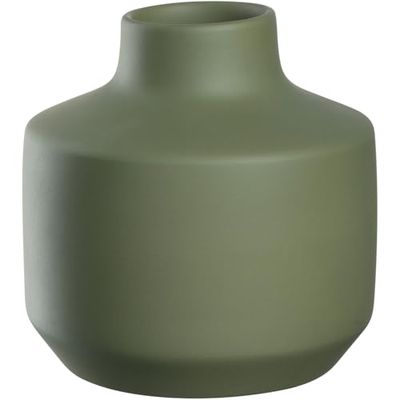 LEONARDO HOME Milano 026819 - Vaso moderno in ceramica, vaso decorativo per bouquet di fiori artistici, elegante vaso di fiori, attira l'attenzione come decorazione, altezza 18,5 cm, verde, 026819