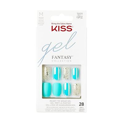 KISS Glam Fantasy Collection, Trampoline, Special FX Gel Nails, Includes 28 False Nails, Nail Glue, Nail File, and Manicure Stick