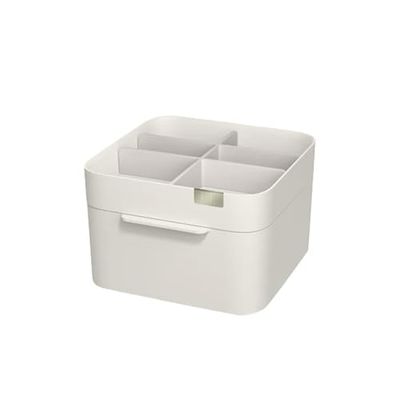 Wintem Kosmetisk organisatör för badrum eller sovrum med bekväma vita plastlådor - perfekt för att hålla dina krämer och smink organiserade - modern och elegant design lämplig för alla möbler