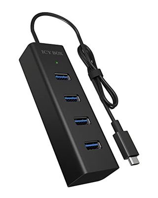 RaidSonic ICY Box Hub USB 3.0 à 4 Ports (4X USB-A 3.0), Connexion USB-C 3, câble intégré, boîtier en Aluminium, IB-HUB1409-C3