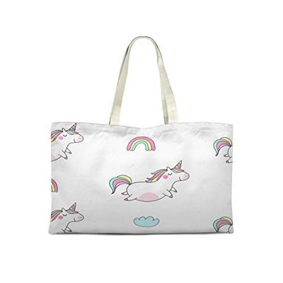 Bonamaison Printed Tote Bag, Reusable Grocery Bag, Shopping Bag, Machine Washable, Foldable, Canvas Cloth Bag with Handles, 50x40 Cm