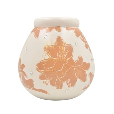 Pot of Dreams Fleur Flower Funds Save And Smash Handcrafted Orange & Beige Color Ceramic Money Box Piggy Bank | Perfect Decorative Gift Centrepiece living room & Bedroom